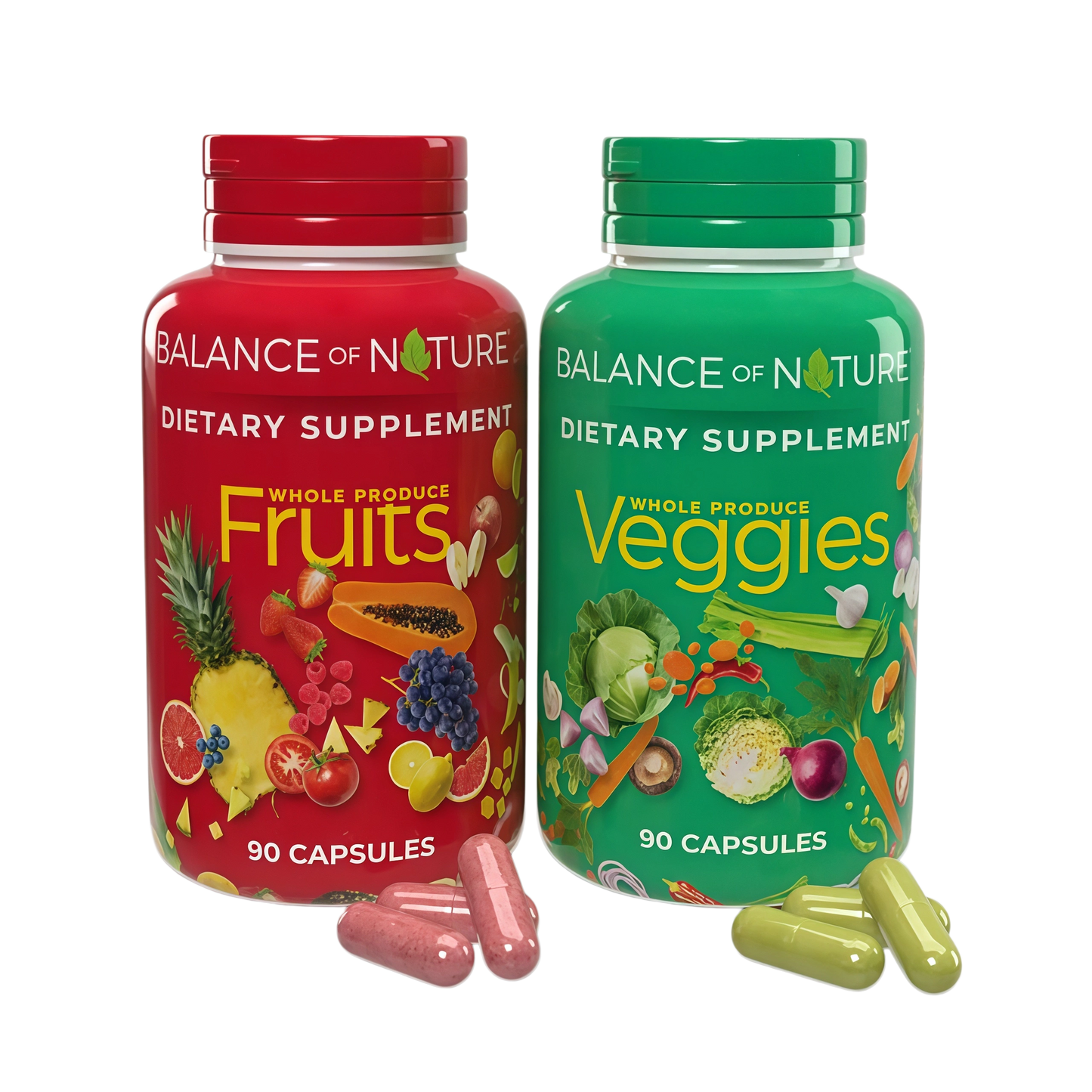 Balance of Nature Whole Food Supplement, Fruits & Veggies, 30 Servings | Whole Fruit and Vegetable Ingredients for Women, Men and Kids, Daily Nutritional Support in Easy to Take Capsules